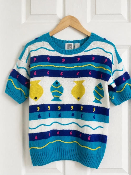 PS Sport Tops - VTG PS Sport Fish Knit Sweater Top Women’s P Small Coastal Novelty